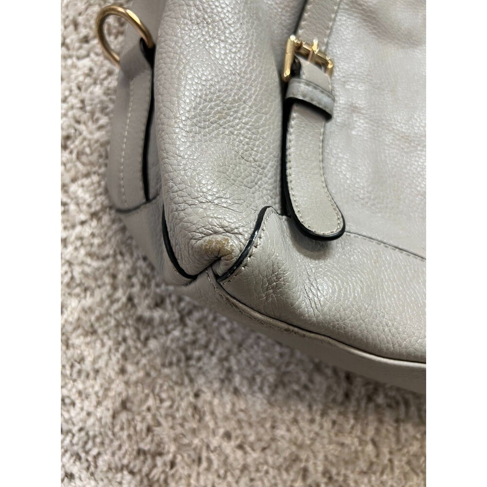 ORA DELPHNE leather Satchel light Gray LG Top Handles/Shoulder Strap - Picture 2 of 14